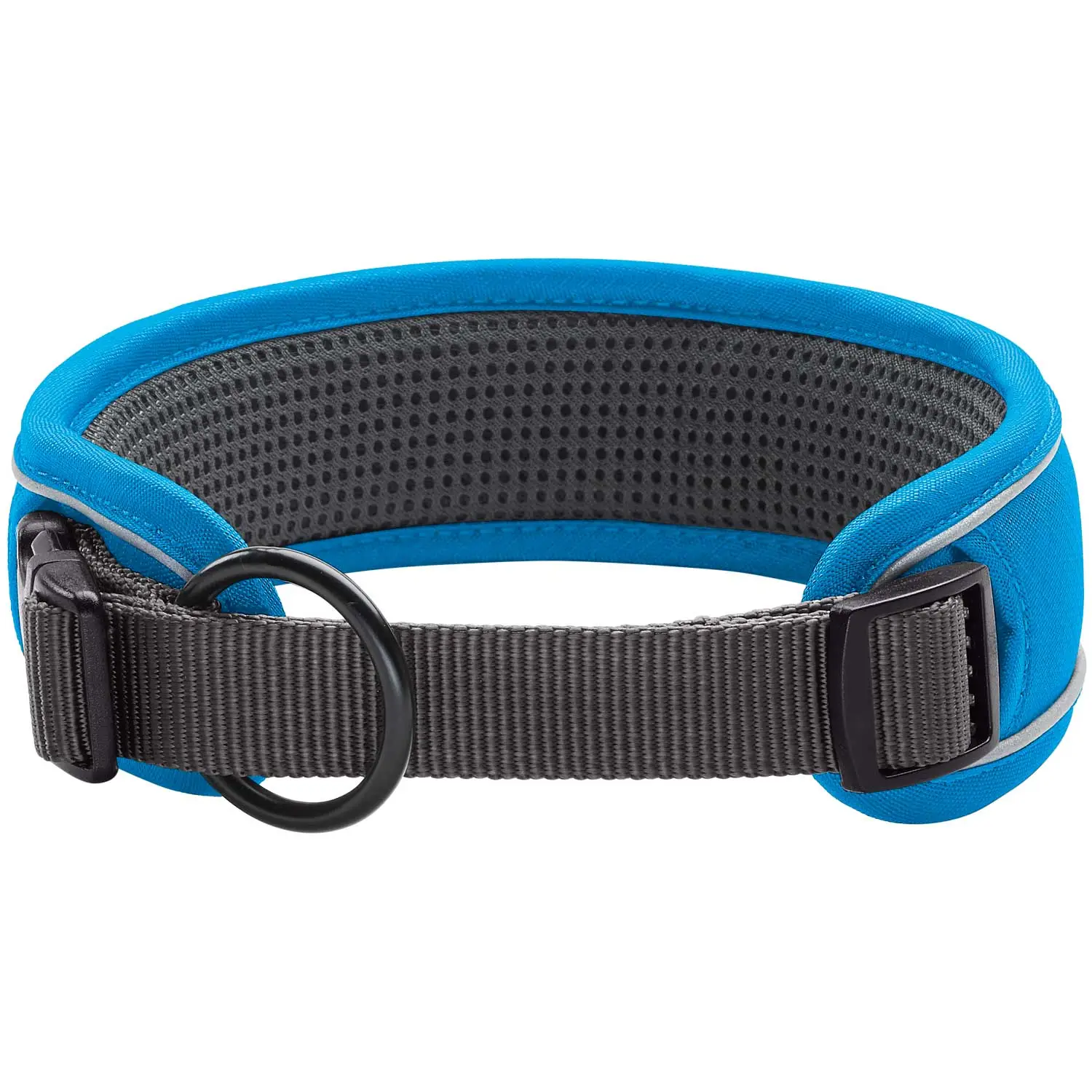 Hunter Halsbånd Divo XL Lyseblå/Grå - justerbart hundehalsbånd (55-65 cm, B 5,5 cm)